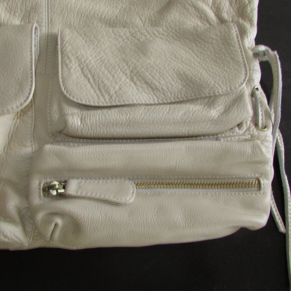 Leather Cream Pocketed Hobo Handbag - NEW - Picture 7 of 15